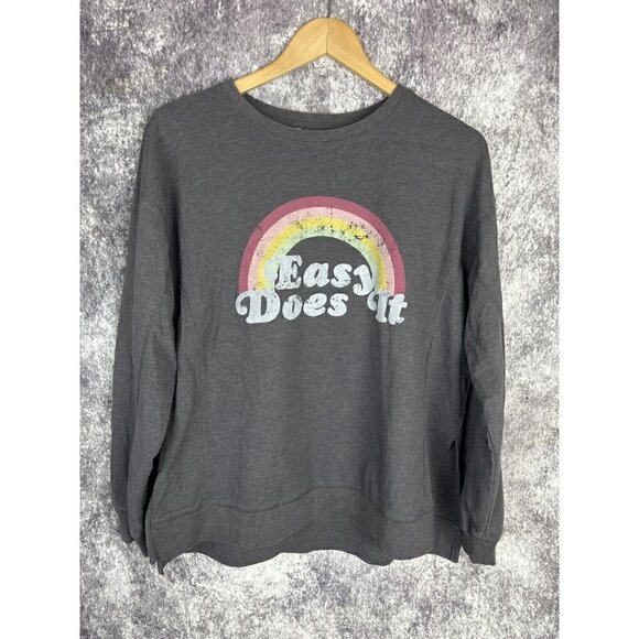 Wildfox Women's Graphic soft "Easy Does It" Charcoal Sweatshirt Sz M MSRP $108 - Picture 16 of 16